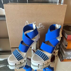 Christian Louboutin Blue and White Heels